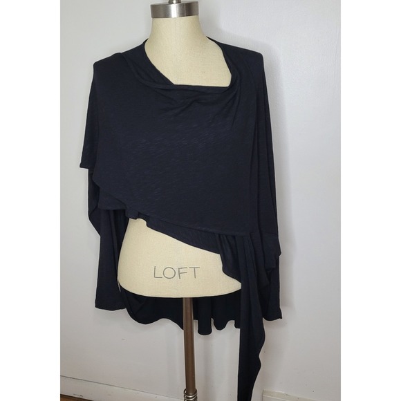 Women Kedem Sasson Black Jacket Tie Closure One Size Minimalist Lagenlook - Picture 4 of 7